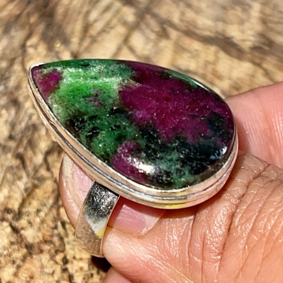 Ruby Zoisite Statement Ring Size 9 - Picture 4 of 11